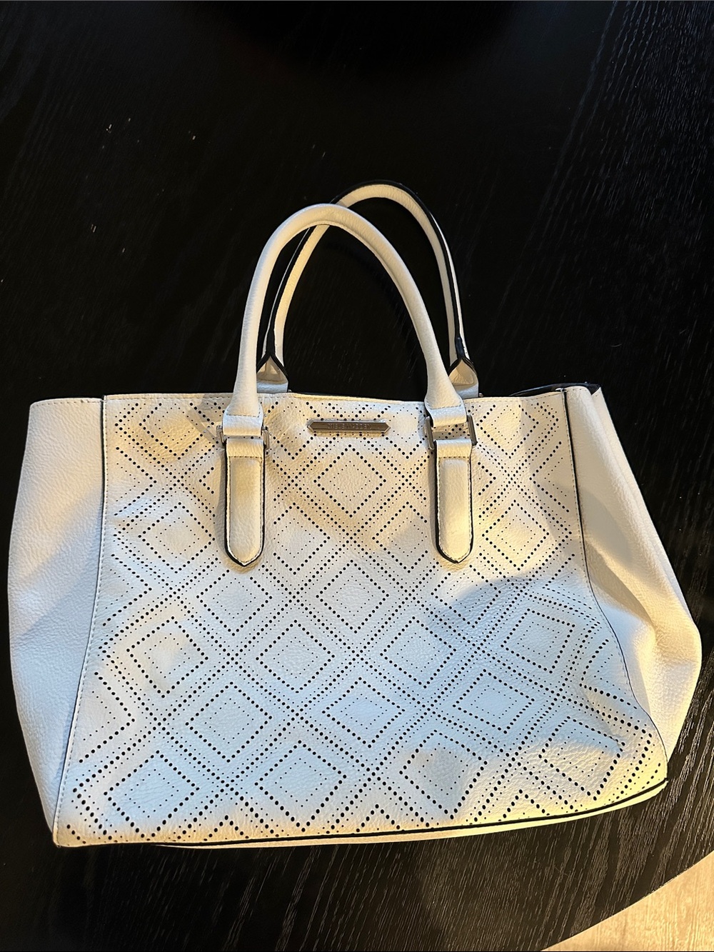 Steve Madden White geometric Satchel